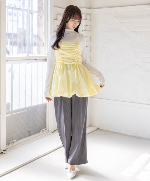clear（クリア）の「【10色展開】ドロストデザインバルーンチュニック［骨格ウェーブ／フェミニン／ガーリー／大人かわいい／ギャザーデザイン］（チュニック・レディース・ブラック系その他/ブラック/ピンク/オフホワイト/ブラック系その他2/ブラウン系その他/レッド系その他3/ブラック系その他3/イエロー/ホワイト系その他・F）」の19枚目の写真