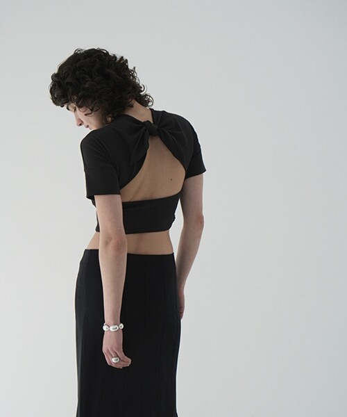 セール】CLANE/クラネ BACK OPEN RIBBON TOPS/バックオープン