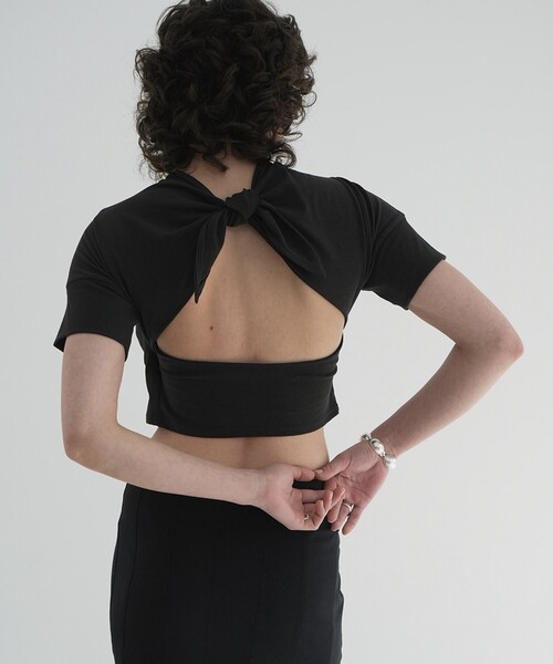 tシャツ CLANE/クラネ BACK OPEN RIBBON TOPS/バックオープンリボントップス レディース CLANE/クラネ BACK OPEN RIBBON TOPS/バックオープンリボン
