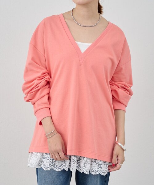 SHENERY（シーナリー）の「《レイヤードコーデに》裾レースキャミソール（キャミソール・レディース・オフホワイト/ブラック・FREE）」の6枚目の写真