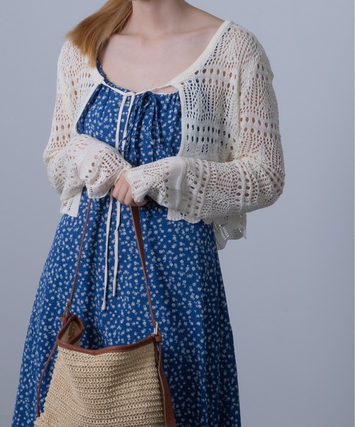 Chiina（チーナ）の「Chiina / クロップド クロシェ編みカーディガン（カーディガン/ボレロ・レディース・ホワイト/ライトグリーン/レッド/アイボリー/ブラック・FREE）」の22枚目の写真