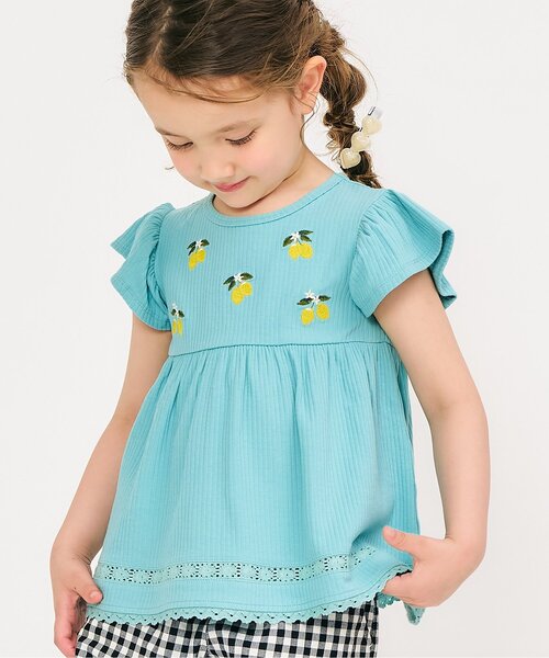 apres les cours（アプレレクール）の「【ジュニア対応】3柄フルーツモチーフ刺繍Tシャツ（Tシャツ/カットソー・キッズ・アイボリー/ミント/ラベンダー・90/100/110/120/80/130/140）」の2枚目の写真