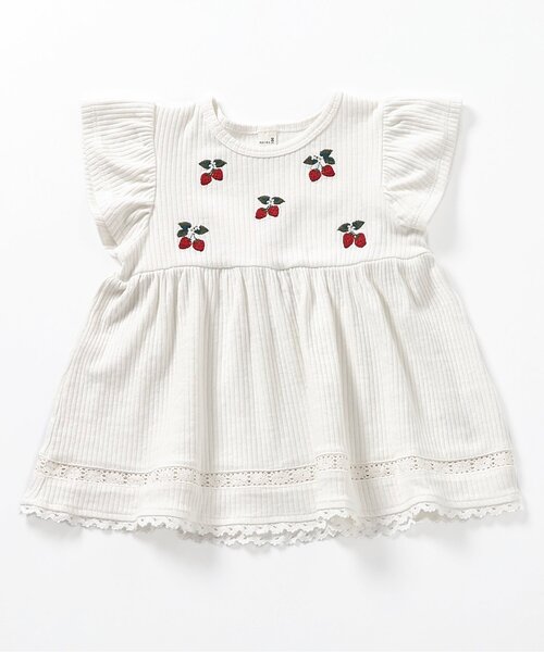 apres les cours（アプレレクール）の「【ジュニア対応】3柄フルーツモチーフ刺繍Tシャツ（Tシャツ/カットソー・キッズ・アイボリー/ミント/ラベンダー・90/100/110/120/80/130/140）」の19枚目の写真