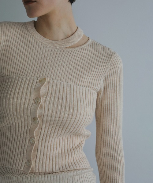 MANOF(マノフ)の「BUSTIER SET RIB KNIT(ニット/セーター・レディース・ブラウン/ベージュ/グレー・FREE)」の2枚目の写真