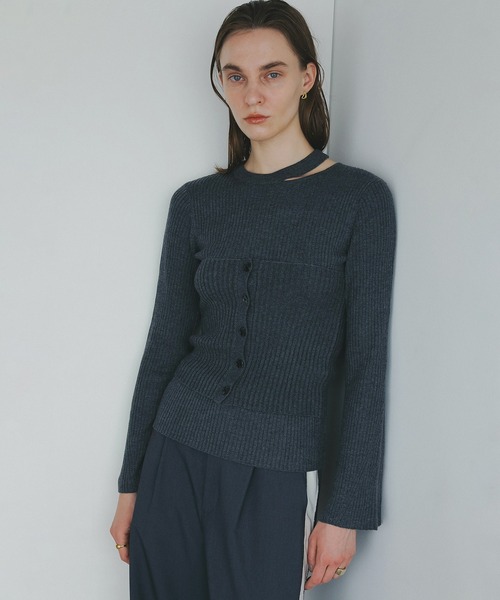 MANOF(マノフ)の「BUSTIER SET RIB KNIT(ニット/セーター・レディース・ブラウン/ベージュ/グレー・FREE)」の1枚目の写真