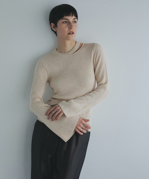 MANOF(マノフ)の「BUSTIER SET RIB KNIT(ニット/セーター・レディース・ブラウン/ベージュ/グレー・FREE)」の13枚目の写真