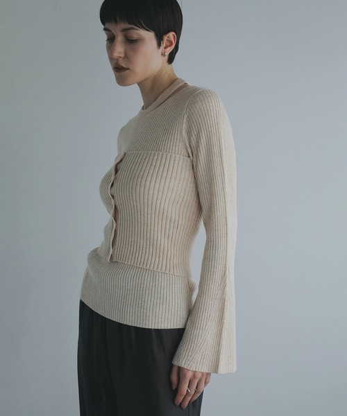MANOF(マノフ)の「BUSTIER SET RIB KNIT(ニット/セーター・レディース・ブラウン/ベージュ/グレー・FREE)」の17枚目の写真