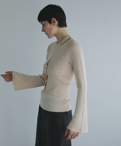 MANOF(マノフ)の「BUSTIER SET RIB KNIT(ニット/セーター・レディース・ブラウン/ベージュ/グレー・FREE)」の19枚目の写真