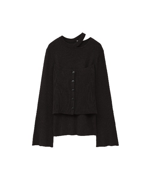 MANOF(マノフ)の「BUSTIER SET RIB KNIT(ニット/セーター・レディース・ブラウン/ベージュ/グレー・FREE)」の4枚目の写真