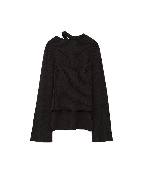 MANOF(マノフ)の「BUSTIER SET RIB KNIT(ニット/セーター・レディース・ブラウン/ベージュ/グレー・FREE)」の5枚目の写真