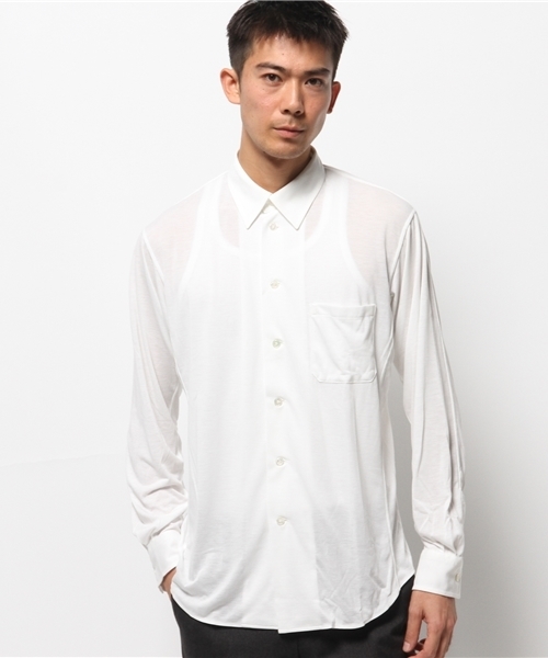 Yohji Yamamoto(ヨウジヤマモト)の「YOHJI YAMAMOTO シャツ(シャツ/ブラウス・メンズ・ホワイト/ライトグレー・2/3)」の1枚目の写真
