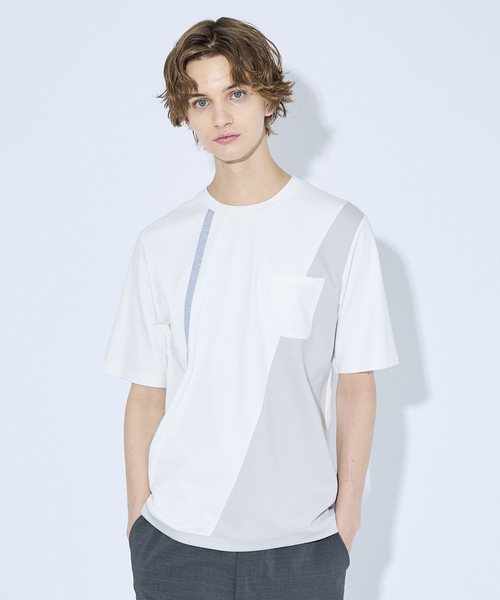 ABAHOUSE(アバハウス)の「コンビネーション ライン ポンチ 半袖Tシャツ(Tシャツ/カットソー・メンズ・ホワイト/ブラック・48/46)」の9枚目の写真
