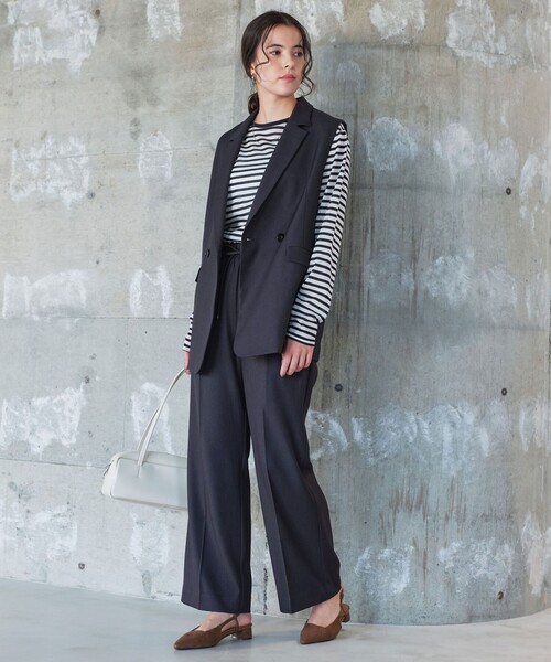 green label relaxing(グリーンレーベルリラクシング)の「ツイードライク ジレ マシンウォッシャブル 帯電防止(ベスト・レディース・ナチュラル/その他1/ダークグレー/ブラウン・FREE)」の6枚目の写真