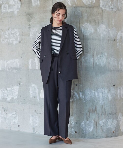 green label relaxing(グリーンレーベルリラクシング)の「ツイードライク ジレ マシンウォッシャブル 帯電防止(ベスト・レディース・ナチュラル/その他1/ダークグレー/ブラウン・FREE)」の7枚目の写真