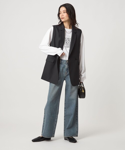 green label relaxing(グリーンレーベルリラクシング)の「ツイードライク ジレ マシンウォッシャブル 帯電防止(ベスト・レディース・ナチュラル/その他1/ダークグレー/ブラウン・FREE)」の10枚目の写真