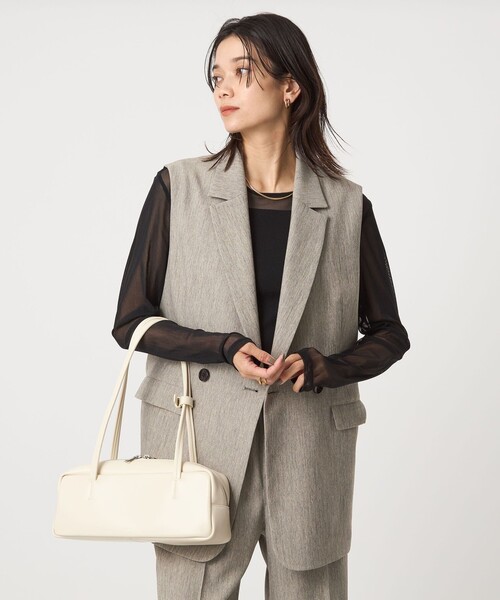 green label relaxing(グリーンレーベルリラクシング)の「ツイードライク ジレ マシンウォッシャブル 帯電防止(ベスト・レディース・ナチュラル/その他1/ダークグレー/ブラウン・FREE)」の13枚目の写真