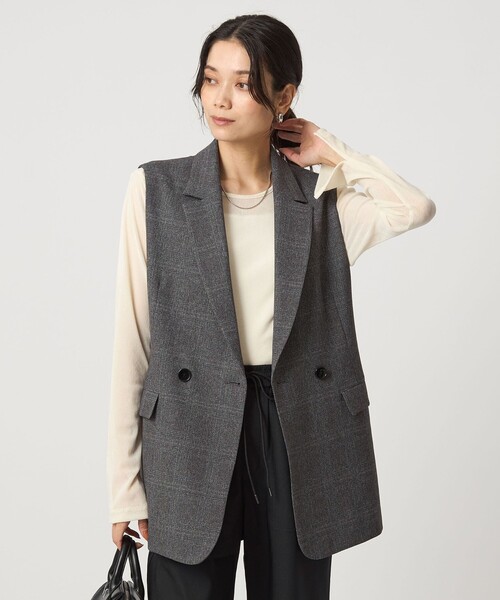 green label relaxing(グリーンレーベルリラクシング)の「ツイードライク ジレ マシンウォッシャブル 帯電防止(ベスト・レディース・ナチュラル/その他1/ダークグレー/ブラウン・FREE)」の18枚目の写真