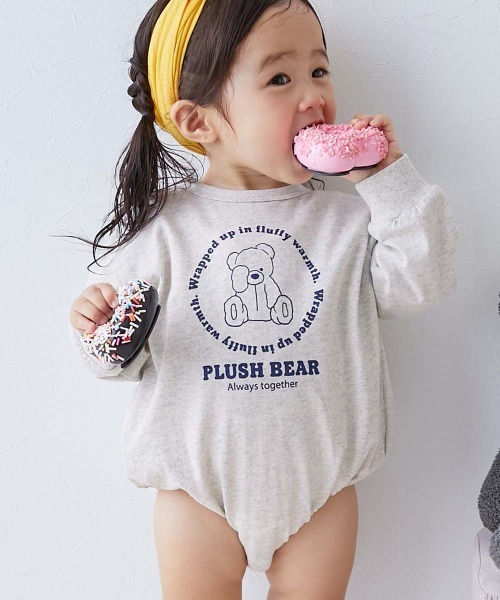 devirock(デビロック)の「綿100% デビラボ プリント ゆったり 長袖 ロンパース(ロンパース・キッズ・ブラック系その他/グレー系その他/ピンク系その他/イエロー系その他/ベージュ系その他/パープル系その他/ベージュ系その他2/グリーン系その他/ピンク系その他2/グリーン系その他2・70cm/80cm)」の4枚目の写真