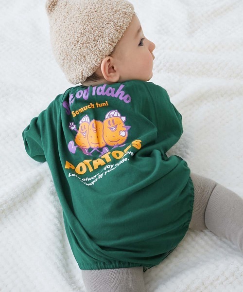 devirock(デビロック)の「綿100% デビラボ プリント ゆったり 長袖 ロンパース(ロンパース・キッズ・ブラック系その他/グレー系その他/ピンク系その他/イエロー系その他/ベージュ系その他/パープル系その他/ベージュ系その他2/グリーン系その他/ピンク系その他2/グリーン系その他2・70cm/80cm)」の6枚目の写真