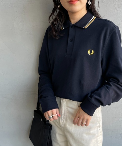 FRED PERRY（フレッドペリー）の「[FRED PERRY/フレッドペリー] ツインティップライン ロングスリーブポロシャツ M3636（ポロシャツ・レディース・ホワイト/ブラウン/ネイビー系1/ネイビー/ブラック系/ブラック/ライトベージュ/ダークグリーン/ブルー/ネイビー系・S/M/L/XL）」の10枚目の写真