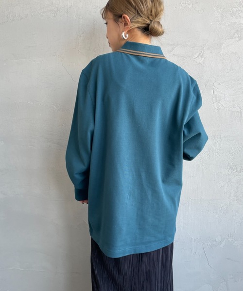 FRED PERRY（フレッドペリー）の「[FRED PERRY/フレッドペリー] ツインティップライン ロングスリーブポロシャツ M3636（ポロシャツ・レディース・ホワイト/ブラウン/ネイビー系1/ネイビー/ブラック系/ブラック/ライトベージュ/ダークグリーン/ブルー/ネイビー系・S/M/L/XL）」の19枚目の写真