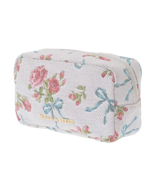 Maison de FLEUR(メゾンドフルール)の「ローズリボン柄ゴブランポーチ(ポーチ・レディース・オフホワイト・FREE)」の8枚目の写真