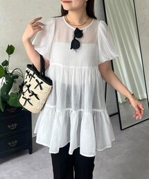 ドッキングティアードブラウス　ホワイト　38 2wayティアードチュニックブラウス｜ファッション通販のSTRIPE CLUB