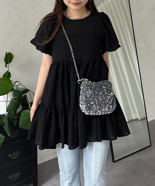 prose verse（プロズヴェール）の「パフスリーブシアーティアードブラウス（シャツ/ブラウス・レディース・オフホワイト/ブラック・LARGE/MEDIUM）」の22枚目の写真