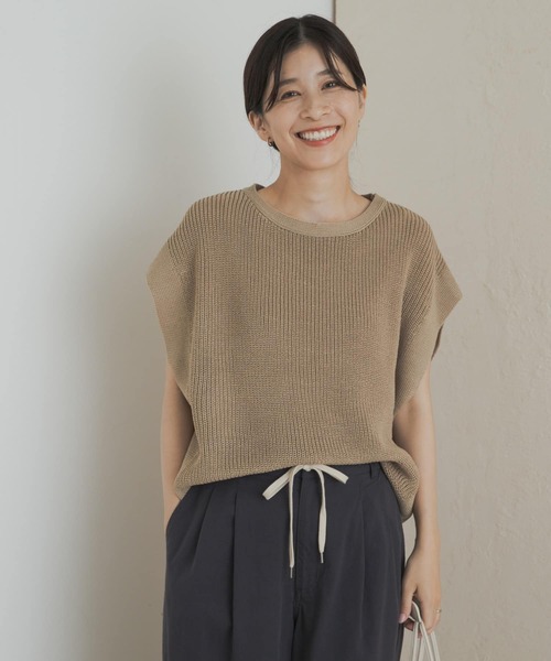 URBAN RESEARCH DOORS（アーバンリサーチドアーズ）の「リネンライクニットプルオーバー（ニット/セーター・レディース・チャコールグレー/ベージュ・MEDIUM）」の7枚目の写真