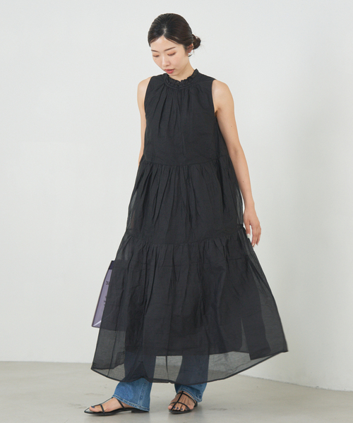 ❤︎新品❤︎Marilyn Moon マリリンムーン❤︎マキシ丈ワンピース◆ MARILYN MOON/マリリンムーン Sheer gather OP ワンピース