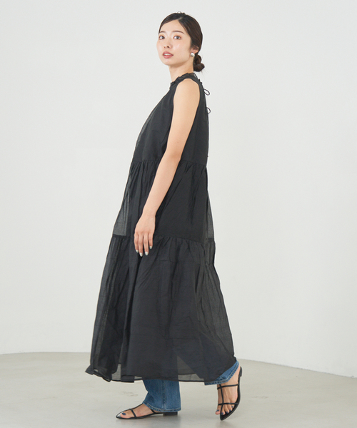 IENA（イエナ）の「MARILYN MOON/マリリンムーン Sheer gather OP ワンピース（ワンピース・レディース・ブラック・FREE）」の3枚目の写真