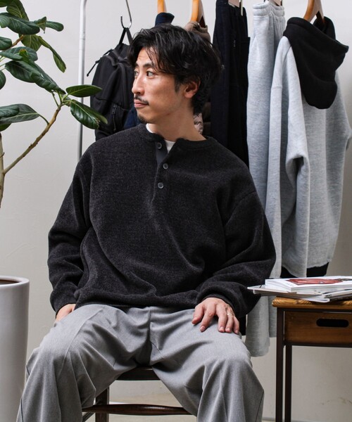 GLOSTER(グロスター)の「【好評につきリピート&カラー追加決定!】【チクチクしないニット】モールバックボーダーヘンリーネック(ニット/セーター・メンズ・ネイビー/チャコールグレー/マスタード/アイボリー/グリーン・S/L/M)」の6枚目の写真