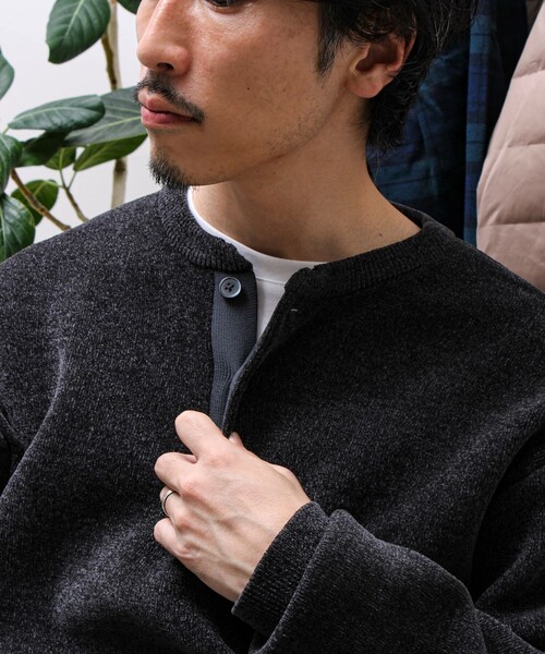 GLOSTER(グロスター)の「【好評につきリピート&カラー追加決定!】【チクチクしないニット】モールバックボーダーヘンリーネック(ニット/セーター・メンズ・ネイビー/チャコールグレー/マスタード/アイボリー/グリーン・S/L/M)」の10枚目の写真