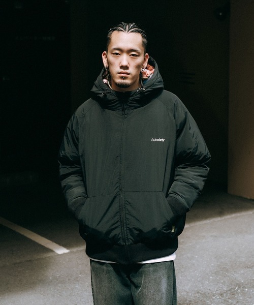 Subciety（サブサエティ）の「Nylon puff hooded jkt（ナイロンジャケット・メンズ・ブラック・X-LARGE/LARGE/MEDIUM/SMALL）」の6枚目の写真