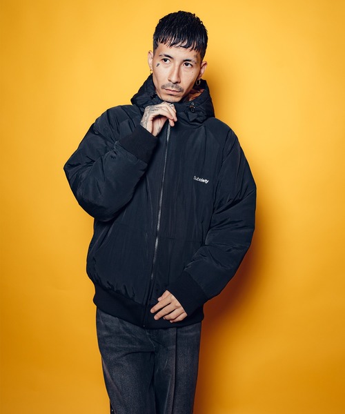 Subciety 黒 ナイロンジャケット フード付き 4ポケット セール】Nylon puff hooded jkt（ナイロンジャケット）｜Subciety