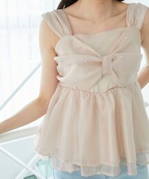 and marry リボンキャミソールトップス　ピンク 楽天市場】トップス《バックリボンフリルノースリーブトップス