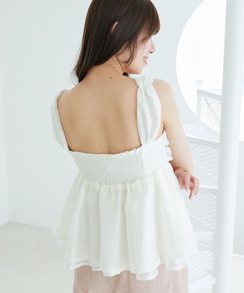 MAJESTIC LEGON（マジェスティックレゴン）の「キラキラビジューリボンビスチェ（キャミソール・レディース・ブラック/アイボリー/ピンク・MEDIUM）」の10枚目の写真