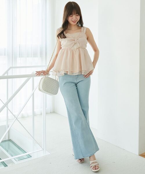 MAJESTIC LEGON（マジェスティックレゴン）の「キラキラビジューリボンビスチェ（キャミソール・レディース・ブラック/アイボリー/ピンク・MEDIUM）」の12枚目の写真