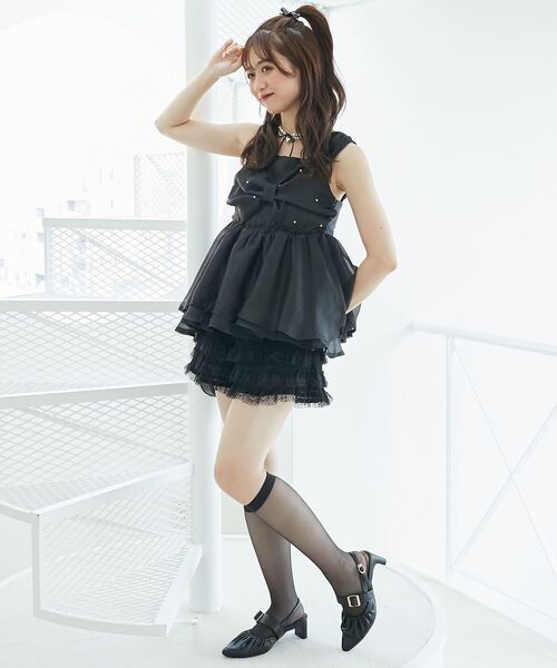 MAJESTIC LEGON（マジェスティックレゴン）の「キラキラビジューリボンビスチェ（キャミソール・レディース・ブラック/アイボリー/ピンク・MEDIUM）」の20枚目の写真