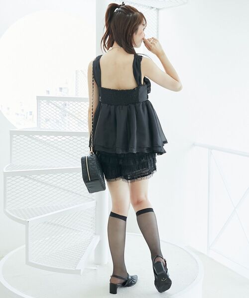 MAJESTIC LEGON（マジェスティックレゴン）の「キラキラビジューリボンビスチェ（キャミソール・レディース・ブラック/アイボリー/ピンク・MEDIUM）」の21枚目の写真