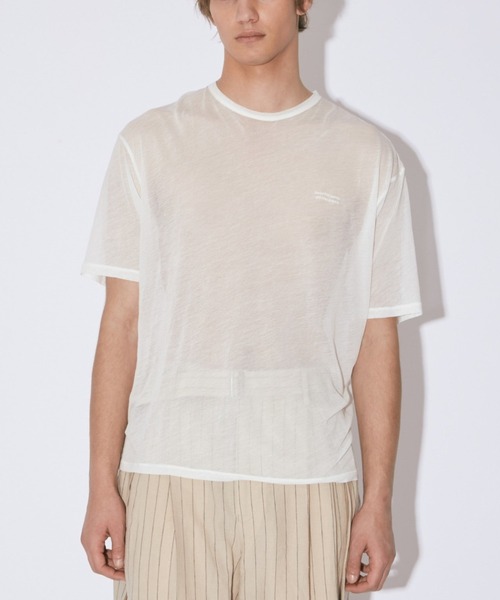 beautiful people(ビューティフルピープル)の「beautiful people sheer jersey outline logo T 1515310026(Tシャツ/カットソー・メンズ・ホワイト/ブラック・38)」の3枚目の写真