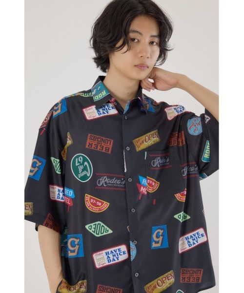 RODEO CROWNS WIDE BOWL(ロデオクラウンズワイドボウル)の「マルチパターンシャツ(シャツ/ブラウス・メンズ・ブルー/ブラック/ベージュ・MEDIUM/LARGE)」の1枚目の写真