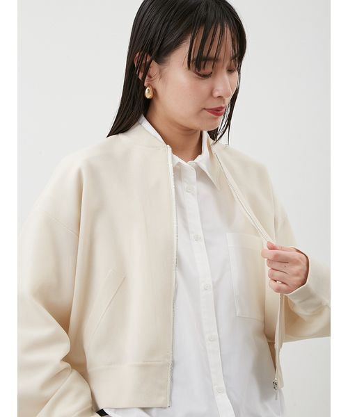極美品 ミラオーウェン ボリュームシアーブルゾンジャケット アイボリー 24SS 極美品 ミラオーウェン ボリュームシアーブルゾンジャケット