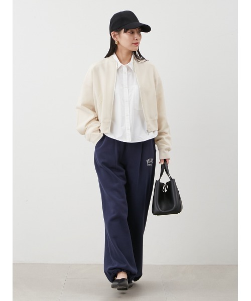 【極美品】マルゴーヴィンテージ ボリュームスリーブ ジップブルゾン ネイビー F Mila Owen（ミラオーウェン）の「ボリュームスリーブシアーニット