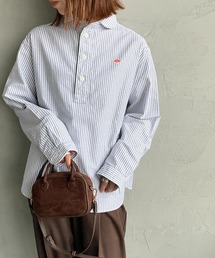 [DANTON/ダントン] ラウンドカラー オックスフォードプルオーバーシャツ(チェック・ストライプ)