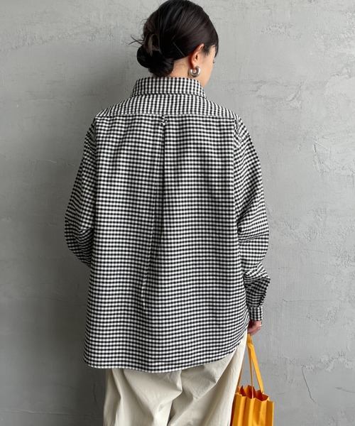 DANTON（ダントン）の「[DANTON/ダントン] ラウンドカラー オックスフォードプルオーバーシャツ(チェック・ストライプ)（シャツ/ブラウス・レディース・ネイビー/ブラック/ネイビー系・36/38/34）」の10枚目の写真