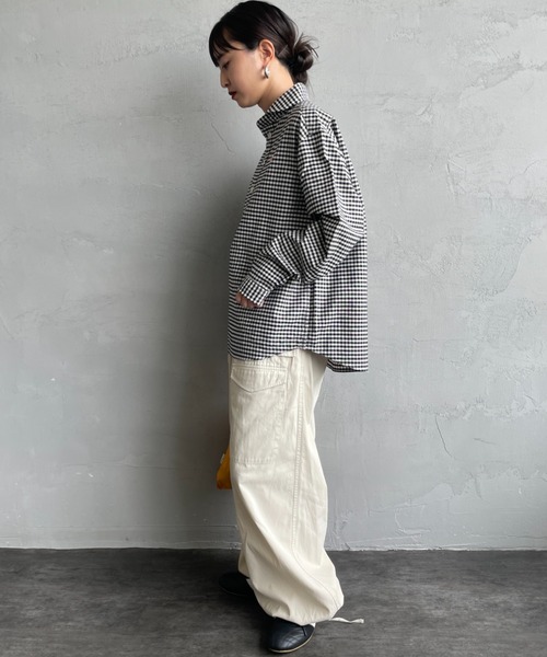 DANTON（ダントン）の「[DANTON/ダントン] ラウンドカラー オックスフォードプルオーバーシャツ(チェック・ストライプ)（シャツ/ブラウス・レディース・ネイビー/ブラック/ネイビー系・36/38/34）」の12枚目の写真