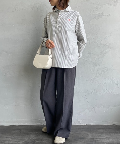 DANTON（ダントン）の「[DANTON/ダントン] ラウンドカラー オックスフォードプルオーバーシャツ(チェック・ストライプ)（シャツ/ブラウス・レディース・ネイビー/ブラック/ネイビー系・36/38/34）」の22枚目の写真