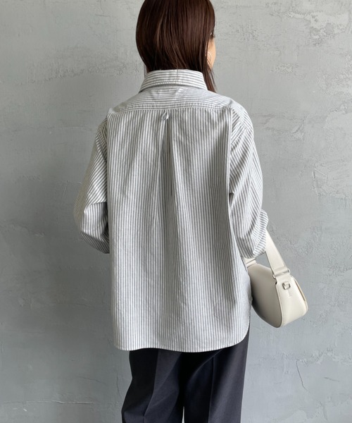 DANTON（ダントン）の「[DANTON/ダントン] ラウンドカラー オックスフォードプルオーバーシャツ(チェック・ストライプ)（シャツ/ブラウス・レディース・ネイビー/ブラック/ネイビー系・36/38/34）」の21枚目の写真