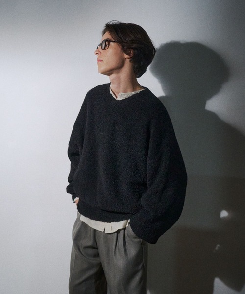 セール】Vneck boucle knit / Vネックブークレニット（ニット/セーター